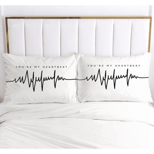 100% Polyester 2 pcs Pillowcase Simple Style Heartbeat Printed Home Decorative Pillowcse Pillow Cover Decoraion Beddings