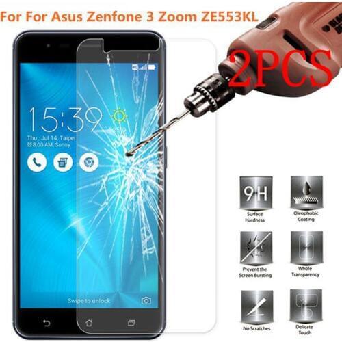 2PCS Tempered Glass For Asus Zenfone 3 Zoom Screen Protector protective film For ZE553KL LTE 4G Z01HD Glass