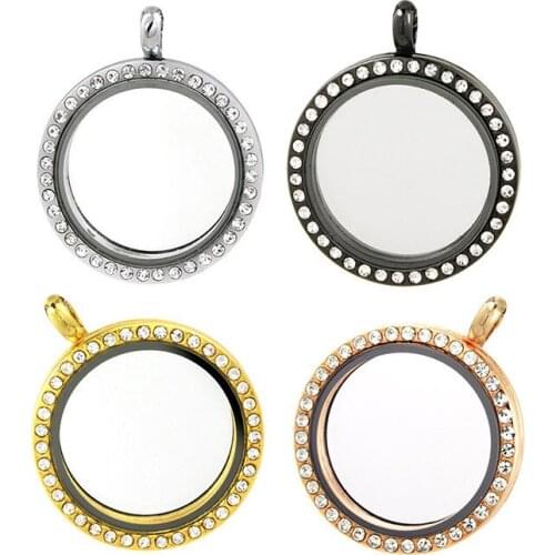 5pcs/lot 30mm Good Quality DIY Glass Locket Rhinestone Magnet Open Pendant for Necklace