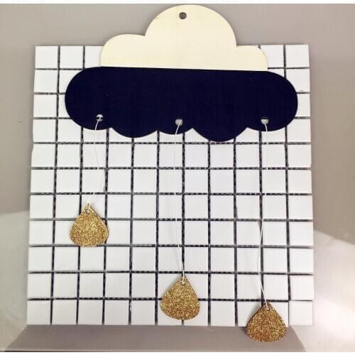 B Wood Clouds Rain Drops Hanging Chip Hanging Curtains Children 's Room Wall Hanging Decorations Ornaments Home Decor
