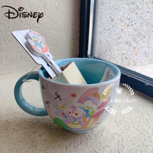 Disney Star Delou Sherry Plum water cup with spoon ceramic card 3d mug large capacity coffee cup heatproof milk cup