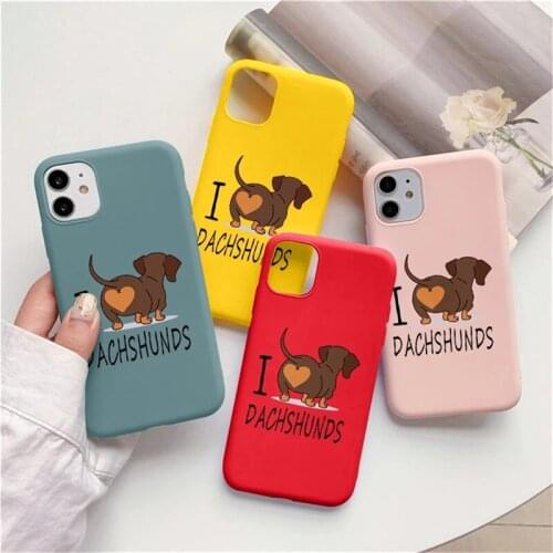 Candy Color Love Dachshunds Case For iPhone 12 Pro XS Max 7 8 6 6S Plus 12 Mini X XR 5S SE 2020 Soft TPU Protective Back Shell
