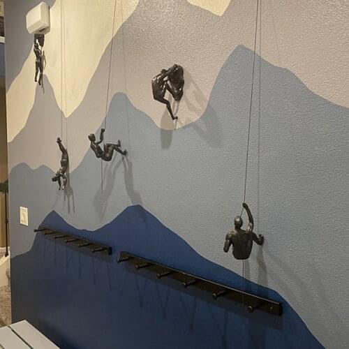 Rock Climbing Character Sculpture Wall Hanging Background Wall Outdoor Sport Decoration Art Creative Hanging Climbing Statue 1pc