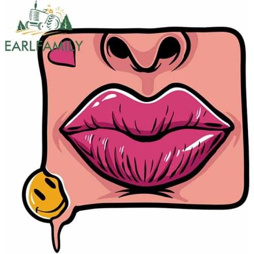 EARLFAMILY 13cm x 13cm For Sexy Lips Car Decoration Stickers Vinyl Material Decal Scratch-Proof For JDM SUV RV Decoration