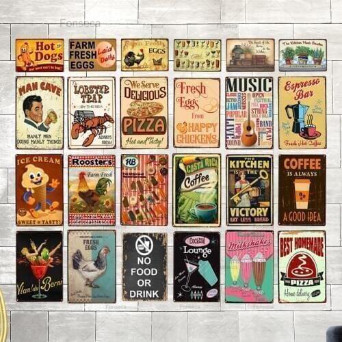 Food Eggs Tin Sign Vintage Plaque Painting Bar Cafe Home Metal Wall Art Decor 30X20CM DU-1279