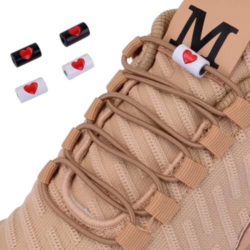 New Elastic No Tie Shoelaces Metal Love buckle Round Shoelace Kids Adult Quick Lazy Sneakers Shoes Lace Shoestrings 25 Colors