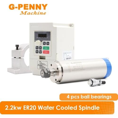 2.2KW ER20 Water cooled spindle motor Diameter 80*230mm 4pcs ceramic bearings & 2.2KW QL Inverter VFD & 80mm clamping Bracket