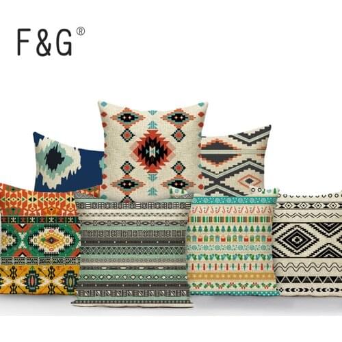 Geometric cushion bohemian home decor Camping Fashion cushion cover corrugated print linen Bedding Photo pillow cover