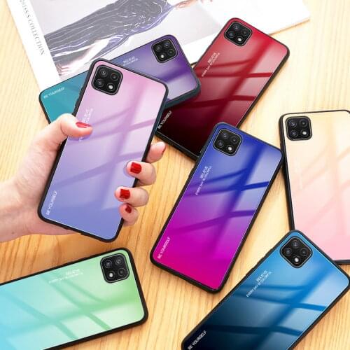 Gradient Glass Case for Samsung M32 A22 A82 A52 A72 F62 M62 A42 A32 A02S Tempered Glossy Back Cover For Galaxy A21S A31 A51 A71