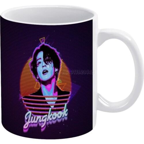 Jungkook Retro White Mug New Good Quality Print Mug 11 Oz Coffee Cup Yoongi Retro Jin Worldwide Handsome Namjoon Galaxy Kpop