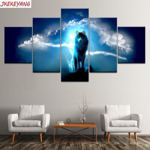 Full Square/Round Drill 5D DIY diamond painting 5pc Wolf Pictures mosaic Diamond Embroidery Wall Arts J2248