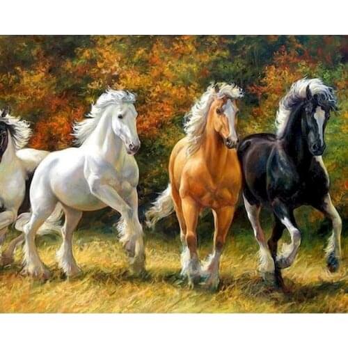 Gatyztory Frame Horse DIY Painting By Numbers Canvas Colouring Animals Handpainted Gift Wall Decor 60×75cm