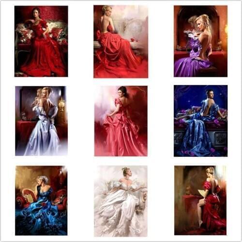 Kexinzu Diamond Painting Woman Rhinestone Full Square/round 5D DIY Diamond Embroidery Mosaic Portrait Cross Stitch Gift