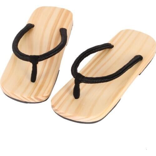 Chinese Wooden Slippers Flip Flops Men Japanese Traditional Geta Clogs Home Slippers Beach Outdoor Sandals Anime Cosplay Costume