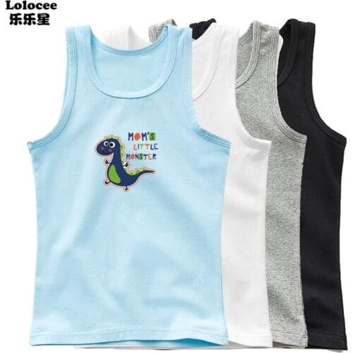 2021 Dinasour Toddler Kids Baby Boy Clothes Sleeveless Tops Vest Summer Children Fashion Undershirt