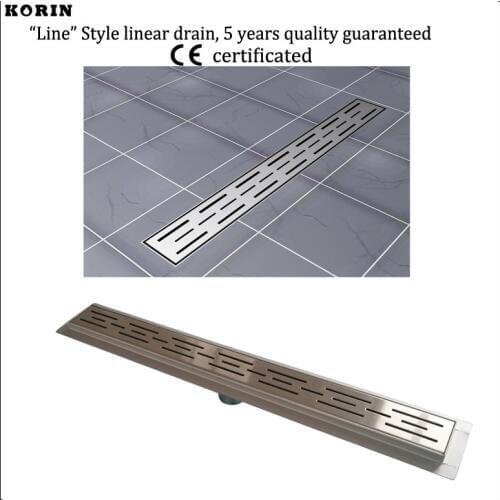 700mm "Line" Style Stainless Steel 304 Linear Shower Drain, Vertical Shower Drain with flange, Downside outlet long floor drain