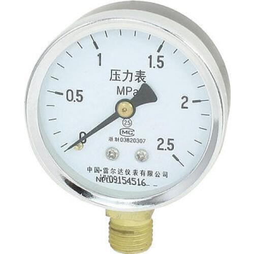 1/4"PT Male Threaded 0-2.5Mpa Pneumatic Air Pressure Measuring Gauge