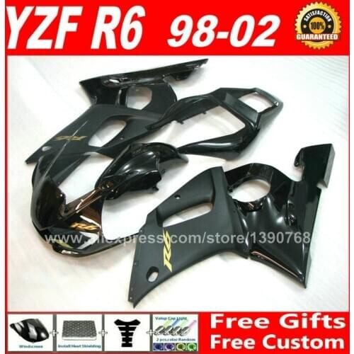Matte glossy black Fairings fit for YAMAHA YZF R6 1998 1999 2000 2001 2002 plastic parts 98 99 00 01 02 fairing kit P1C1