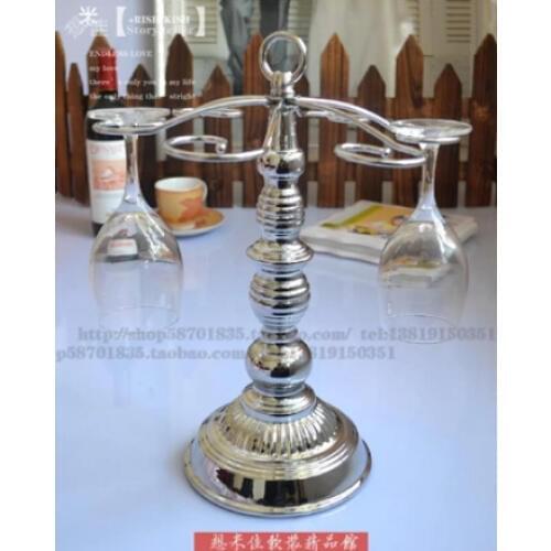 Metal silver plated red wine cup holder hanging upside down wine rack Modern Fashion home decoration HJJ005