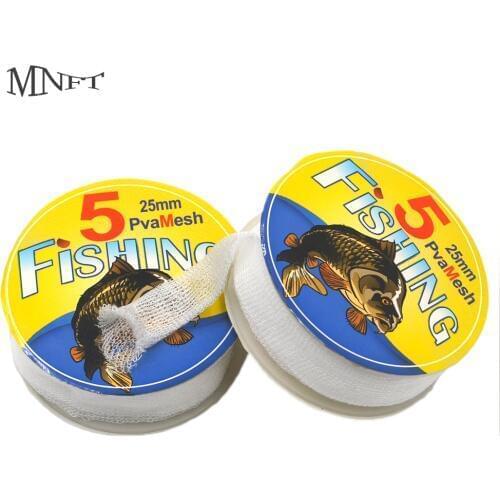 MNFT 6Pcs 25mm*5m PVA Mesh Refill Carp Fishing Stocking Boilie Rig Bait Bags Rig Bait Wrap Bags Top