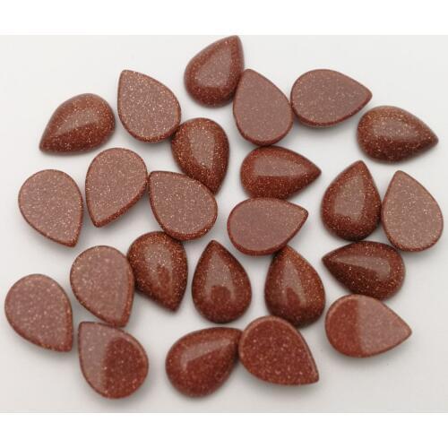 Fashion gold sand stone beads charms 10X14mm teardrop CAB CABOCHON Wholesale 50pcs/lot for Jewelry accessories