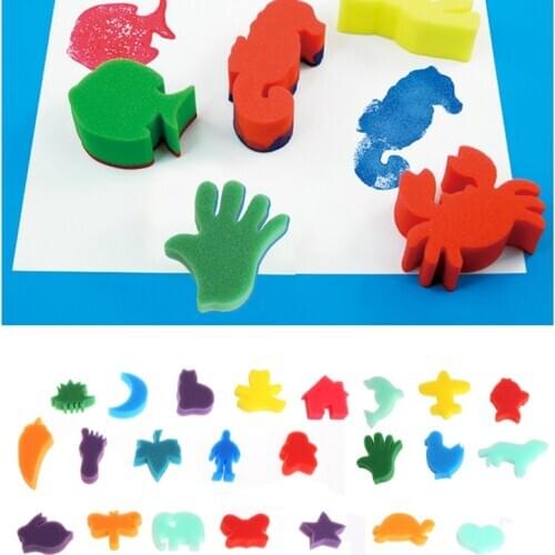 24Pcs Sponge Set Children Kids Art Craft Painting DIY Toy Home Education School