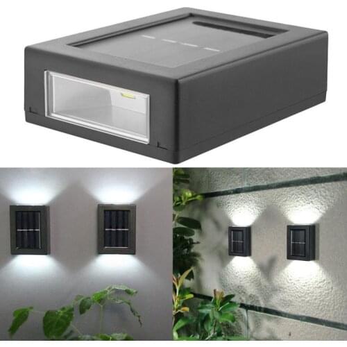 2PC Solar Wall Lamp Outdoor Garden Household Waterproof Wall Lamp Light Up And Down Garden Decorative Wall Lamp Cold White Light