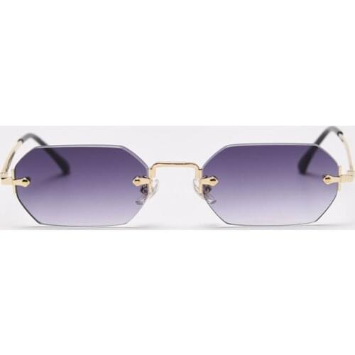 Small Square Rimless Sunglasses Women Retro Polygon Grey Gradient Sun Glasses Vintage Lady Summer Style Female Eyewear UV400