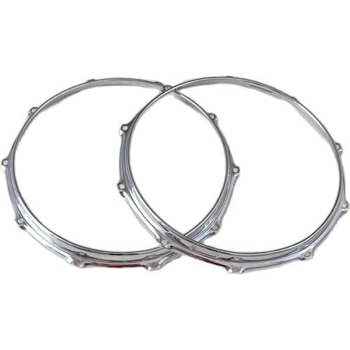 One pair up and down 3mm thick 14 inch 10 hole Iron silver plated drum rim drum hoop