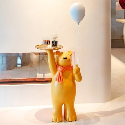 Nordic Style Originality Balloon Bear Floor Statue Animal Figurines Home Decoration Large Landing Living Room Decor Sculpture
