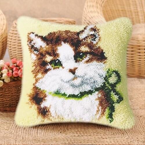 Pillow Latch Hook Rug canvas Kits Embroidery Flannel Cross Stitch Carpet Embroidery Latch Hook Pillow Cartoon Cushion Needlework