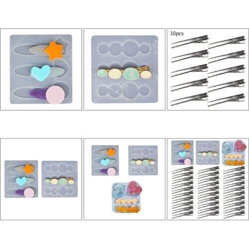 Crystal Epoxy Resin Mold Hair Clip Barrette Casting Silicone Mould DIY Crafts Jewelry Hairpin Making Tool