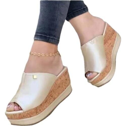 Ladies High Heels Sandal Thick Bottom Shoes Women Slippers Leisure Summer Wedges Sandals Woman Shoes Women Platform Mules Slides