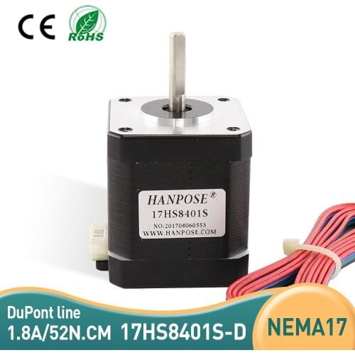 4-lead Nema17 Stepper Motor 42 motor 17HS8401S 1.8A CE ROSH ISO CNC Laser and 3D printer motor with DuPont line