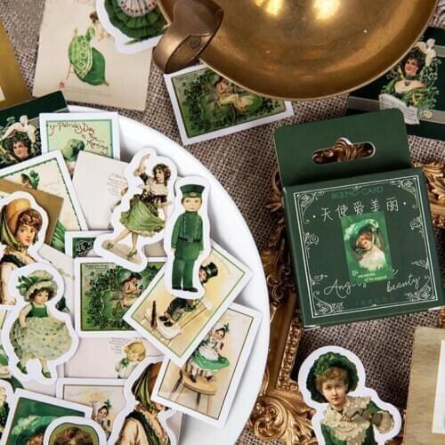 2020 Sharkbang 46pcs/pack Vintage Amelie Scrabook Stickers Planner Journal Diary Albums Decorative Sticker Stationery