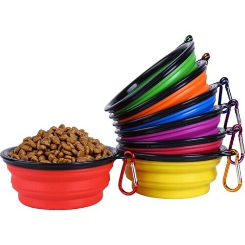 Silicone Collapsible Foldable Dog Bowl Candy Color Outdoor Travel Portable Puppy Food Container Water Feeder Dish Feeding Bowl