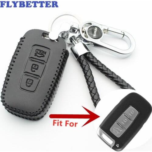 FLYBETTER Genuine Leather 3Button Smart Key Case Cover For Kia K5/Sportage R/Sorento/Forte Car Styling (B) L2181
