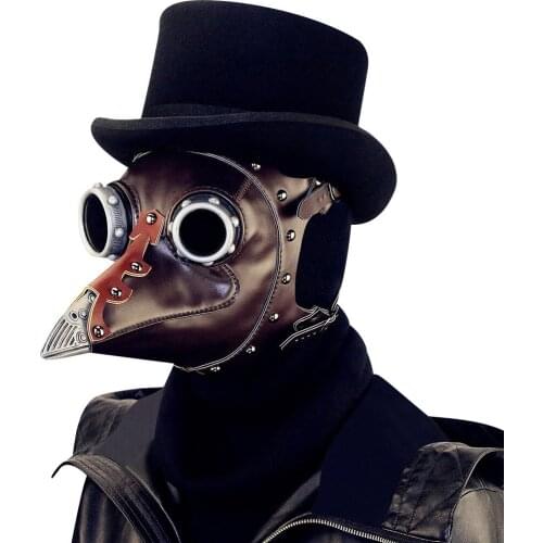 Steampunk Halloween Plague Beak Doctor Mask Hat Headgear Cospaly Festival Party PU