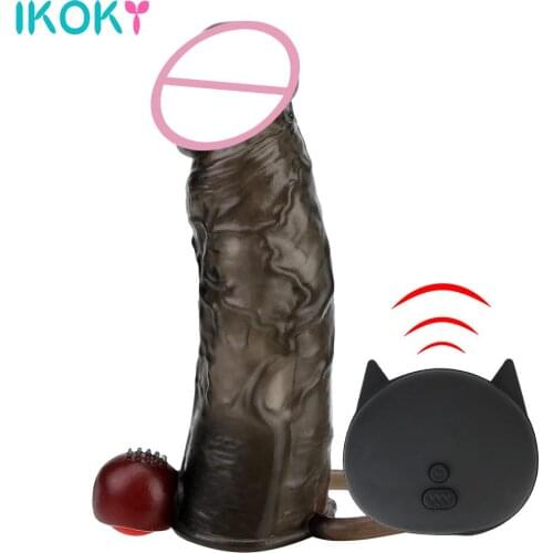 Delayed Ejaculation Penis Vibrating Enlargement Sex Toys for Men Couples Remote Control Penis Sleeve Vibrator Reusable Condom