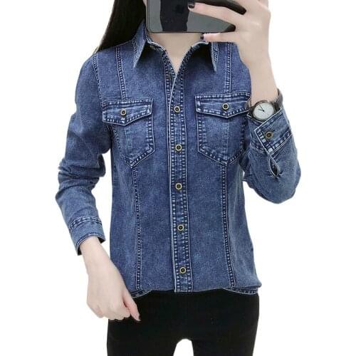 VOLALO Womens Denim Shirts