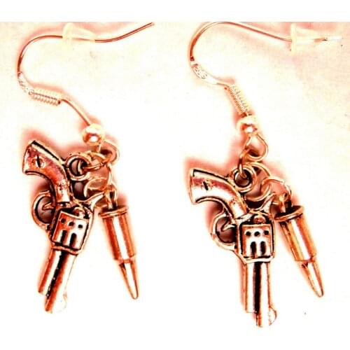 High Quality Gothic Punk GUN & BULLET Dangle Earrings New Fashion Jewelry 40 Pair Vintage Charm Drape Earrings Gift
