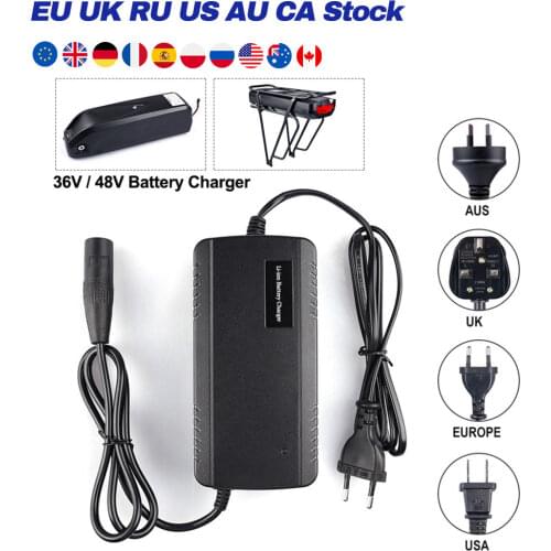 EU US AU UK Li-ion Battery Charger Microphone Plug Hailong 36V 48V 17.5Ah 12Ah E-bike Charger Input 110V-240V Output 54.6V 2.0A
