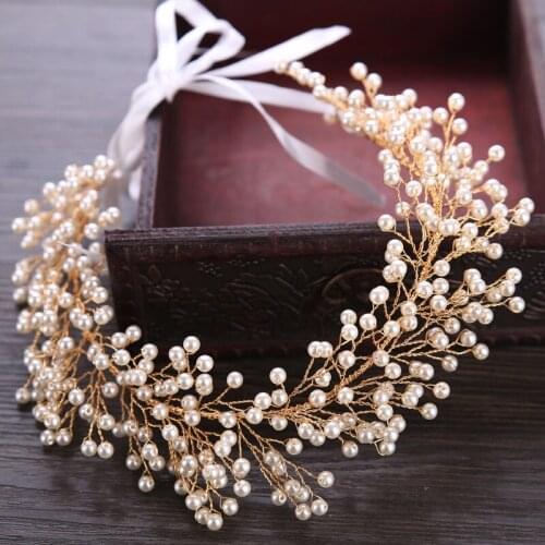 High Quality Romantic Tiara Hairwear Fashion Simulated Pearl Jewelry Women Hair Headwear Wedding Bride Accessories d88