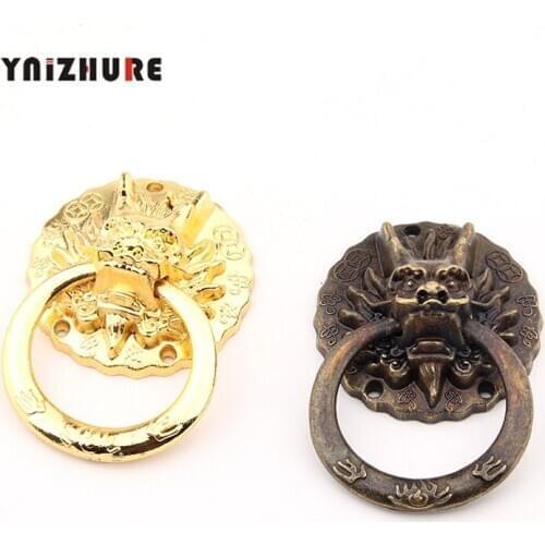 2Pc 32x47mm Vintage Dragon Head Furniture Door Pull Handle Zinc Alloy Cabinet Dresser Drawer Knob Ring Handle Furniture Hareware