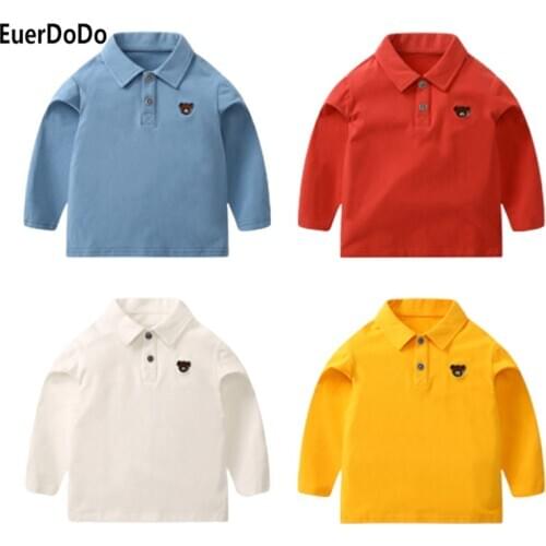 2020 Brand Bear Polo Shirt Children Autumn School-Uniform Tops Boys Long-Sleeve Cotton Clothing Kids Turn Down Collar Camisetas