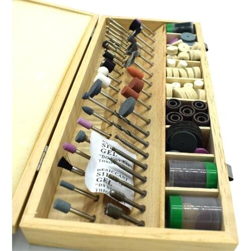 228PCS Dremel Rotary Tool 1/8" Shank Sanding Polish Accessory Bit Set with Wooden Box Jewelry Tool