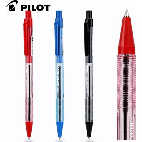 3pcs PILOT Push-type Ballpoint Pen BPK-P Classic Style 0.7mm Transparent Rod for Office Students To Write Smoothly