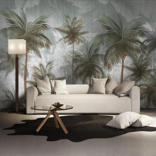 Milofi custom 3D wallpaper mural green tropical leaves hand-painted plants living room bedroom background wall decoration painti