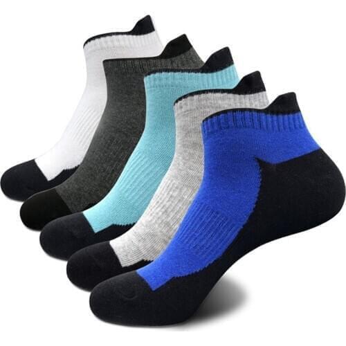 5 pairs Men Sport Socks Basketball Ankle Short Thin Boat Socks For Male No Show Low Cut Sports Invisible Cotton Men Socks