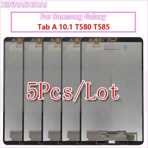 5 Pieces 5 PCS LCD For Samsung Tab A 10.1 T580 T585 SM-T580 Display Touch Screen Digitizer Sensors Assembly Panel Replacement